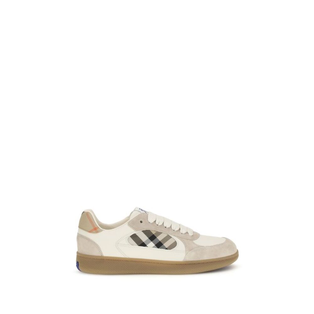 Burberry Men Terrace Leather And Check Sneakers